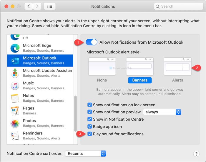 reminders not shwoing in outlook for mac